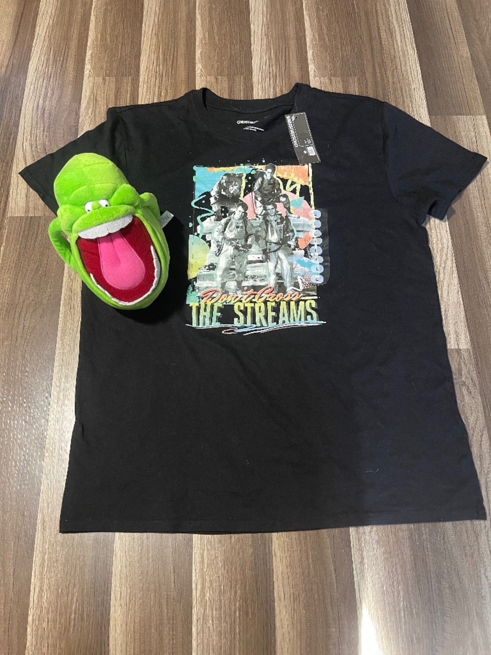 Ghostbusters Adult Large T-shirt (Don’t Cross the Streams) with Slimmer Plush